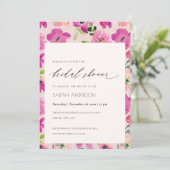 Waterverf Floral Vrijgezellenfeest van Bright roze Kaart (Staand voorkant)