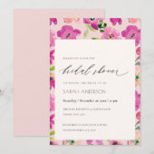 Waterverf Floral Vrijgezellenfeest van Bright roze Kaart (Voorkant / Achterkant)