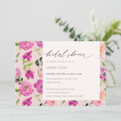 Waterverf Floral Vrijgezellenfeest van Bright roze Kaart (Staand voorkant)