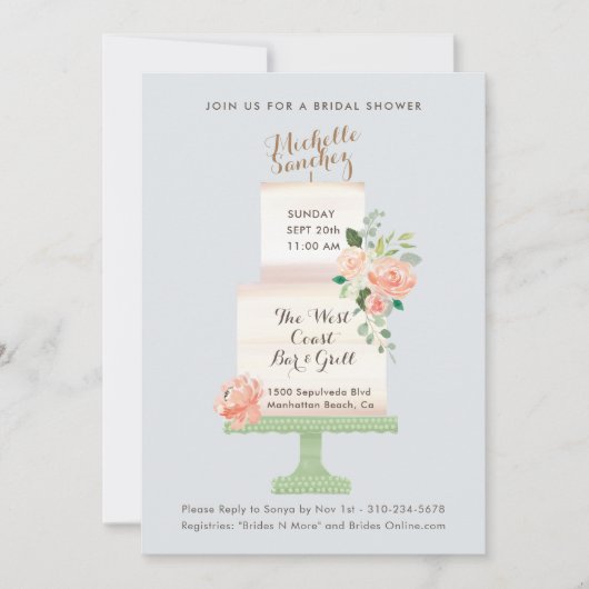 Waterverf Floral Vrijgezellenfeest van de Cake Top Kaart (Voorkant)