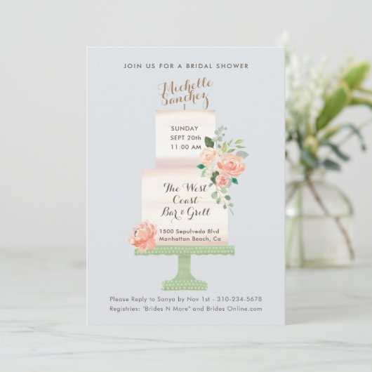 Waterverf Floral Vrijgezellenfeest van de Cake Top Kaart (Staand voorkant)