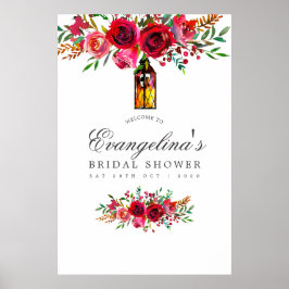 Waterverf Floral Vrijgezellenfeest Welkom Poster