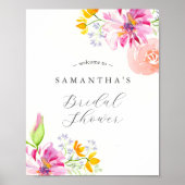 Waterverf Floral Vrijgezellenfeest Welkom Poster (Voorkant)