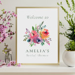 Waterverf Floral Vrijgezellenfeest Welkom Poster<br><div class="desc">Boho Kleurrijke Minimalistische Waterverf Bloemen Vrijgezellenfeest Aangepaste Welkomstbord</div>