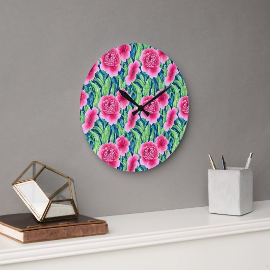 Waterverf Floral Wall Clock Grote Klok (Kantoor)