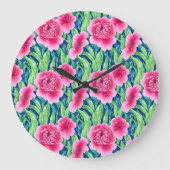 Waterverf Floral Wall Clock Grote Klok (Voorkant)