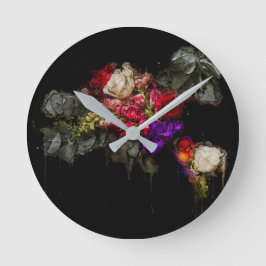 Waterverf Floral Wall Clock Ronde Klok