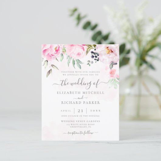 Waterverf Floral Weddenschap (Staand voorkant)