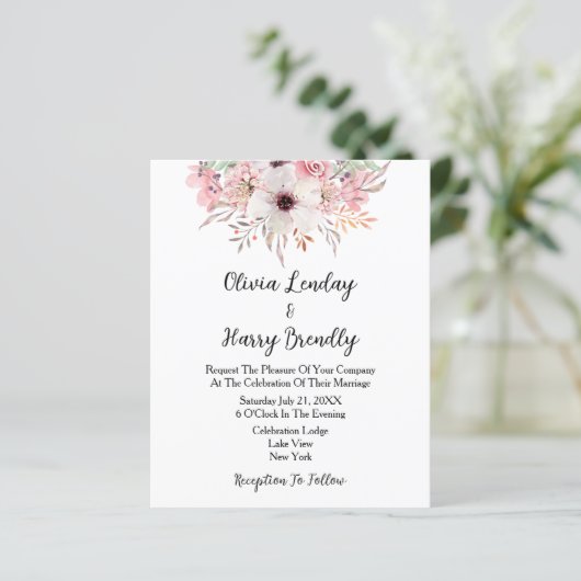 Waterverf Floral Weddenschap (Staand voorkant)