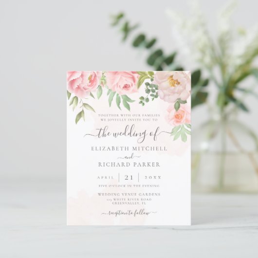 Waterverf Floral Weddenschap (Staand voorkant)