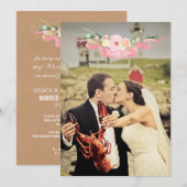 Waterverf Floral Weddenschap Foto bedankt kaarten (Voorkant / Achterkant)