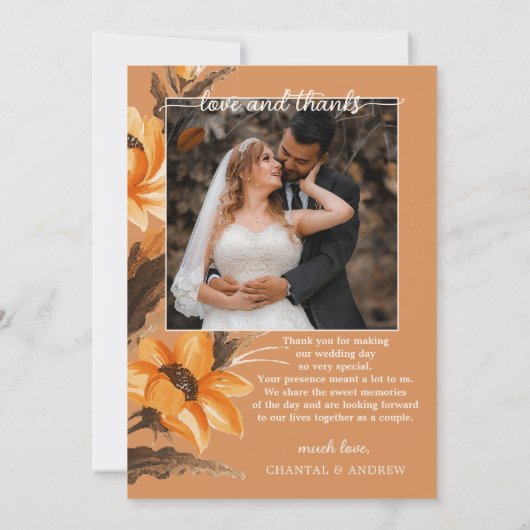 Waterverf Floral Weddenschap Foto Hartelijk dank Bedankkaart (Achterkant)