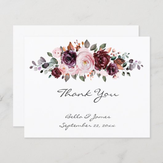 Waterverf Floral Weddenschap Hartelijk dank (Voorkant / Achterkant)