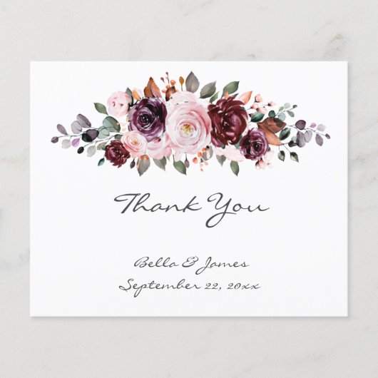 Waterverf Floral Weddenschap Hartelijk dank (Voorkant)