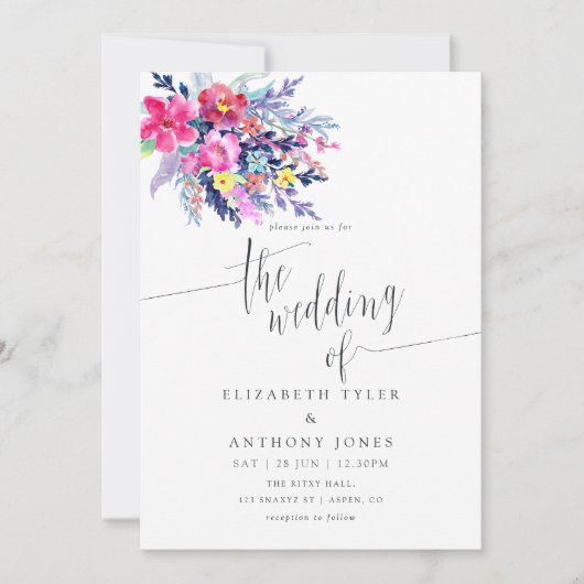 Waterverf Floral Weddenschap Kaart (Voorkant)