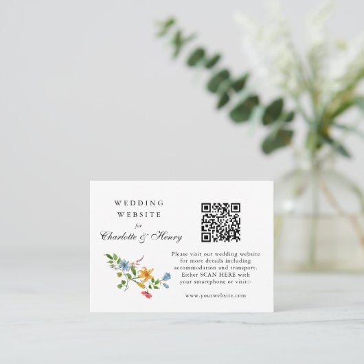 Waterverf Floral Weddenschap met QR-code Plaatskaartje (Staand voorkant)