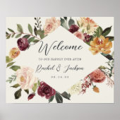 Waterverf Floral Weddenschap Rustic Bloom Welkom Poster (Voorkant)