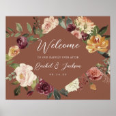 Waterverf Floral Weddenschap Rustic Bloom Welkom Poster (Voorkant)