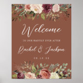 Waterverf Floral Weddenschap Rustic Bloom Welkom Poster (Voorkant)