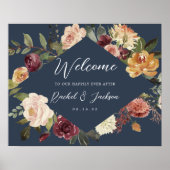 Waterverf Floral Weddenschap Rustic Bloom Welkom Poster (Voorkant)