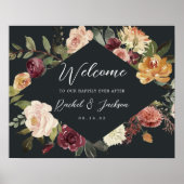 Waterverf Floral Weddenschap Rustic Bloom Welkom Poster (Voorkant)