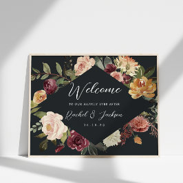 Waterverf Floral Weddenschap Rustic Bloom Welkom Poster