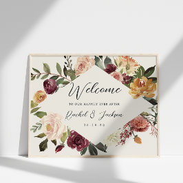 Waterverf Floral Weddenschap Rustic Bloom Welkom Poster