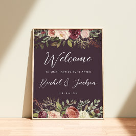 Waterverf Floral Weddenschap Rustic Bloom Welkom Poster