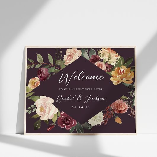 Waterverf Floral Weddenschap Rustic Bloom Welkom Poster