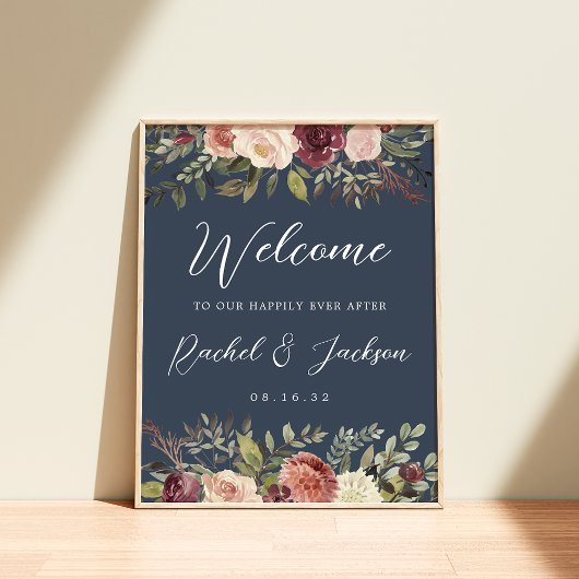 Waterverf Floral Weddenschap Rustic Bloom Welkom Poster