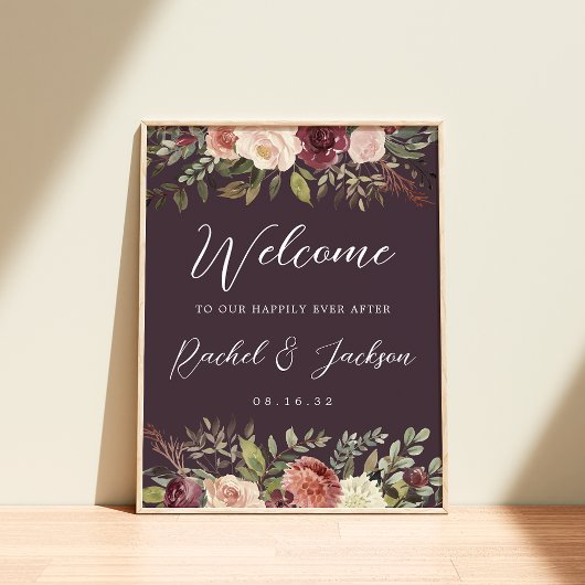 Waterverf Floral Weddenschap Rustic Bloom Welkom Poster