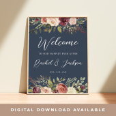 Waterverf Floral Weddenschap Rustic Bloom Welkom Poster