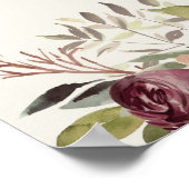 Waterverf Floral Weddenschap Rustic Bloom Welkom Poster (Hoek)