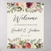Waterverf Floral Weddenschap Rustic Bloom Welkom Poster (Voorkant)