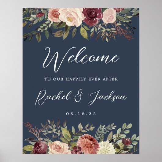 Waterverf Floral Weddenschap Rustic Bloom Welkom Poster (Voorkant)