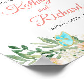 Waterverf Floral Weddenschap Spring Blush Peach Poster (Hoek)
