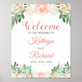 Waterverf Floral Weddenschap Spring Blush Peach Poster