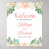 Waterverf Floral Weddenschap Spring Blush Peach Poster (Voorkant)