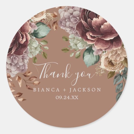 Waterverf floral Weddenschap Thankyou Favor Classi Ronde Sticker (Voorkant)