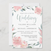 Waterverf Floral Weddenschap Wispy Pink Kaart (Voorkant)