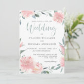 Waterverf Floral Weddenschap Wispy Pink Kaart (Staand voorkant)