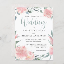 Waterverf Floral Weddenschap Wispy Pink Kaart