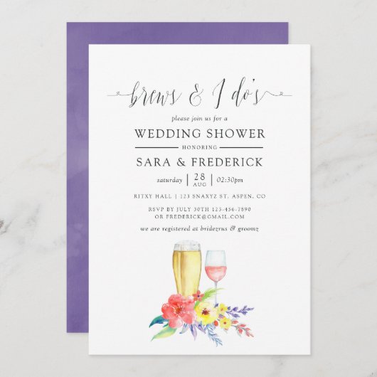 Waterverf Floral Weddenschappen voor de i Dos Kaart (Voorkant / Achterkant)