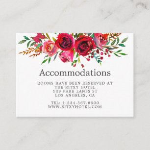 Waterverf Floral Wedding Accommodations Informatiekaartje