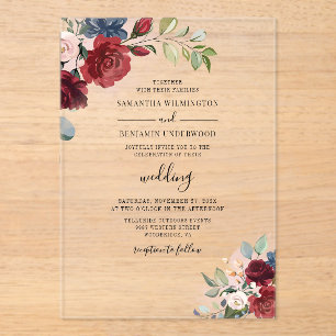Waterverf Floral Wedding Acryl Uitnodigingen