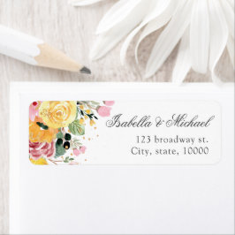 Waterverf Floral Wedding-adres Etiket