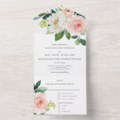  Waterverf Floral Wedding All In One Uitnodiging (Binnen)