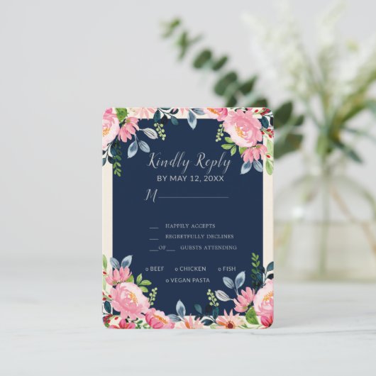 Waterverf Floral Wedding Bedankkaart (Staand voorkant)