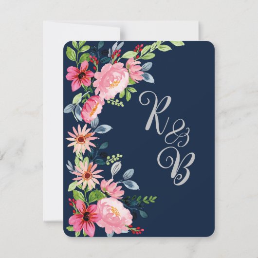 Waterverf Floral Wedding Bedankkaart (Achterkant)