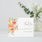 Waterverf Floral Wedding Bedankt Briefkaart (Staand voorkant)